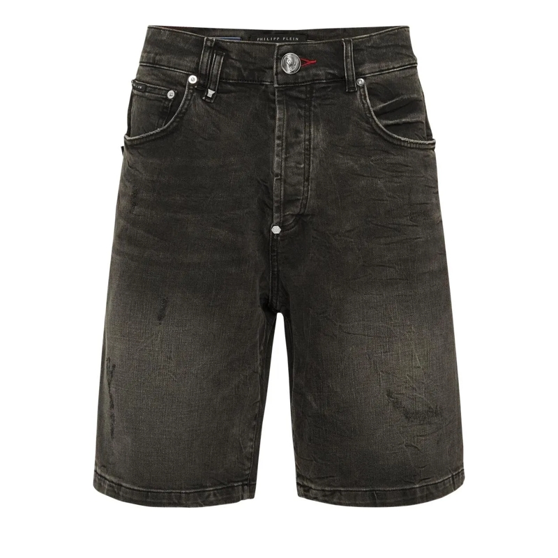 Philipp Plein Shorts Jeansshorts Skull grau