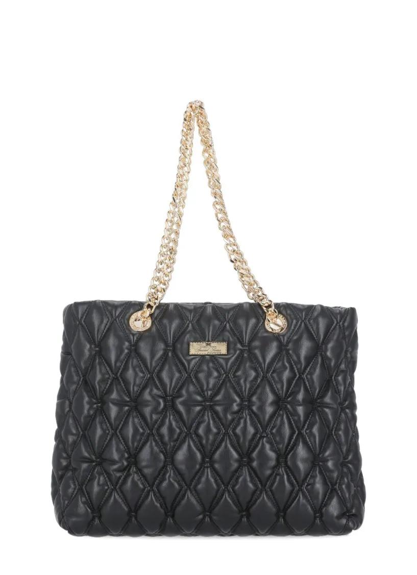 Elisabetta Franchi Tote - Quilted Shopping Bag With Logo - Gr. unisize - in Schwarz - für Damen