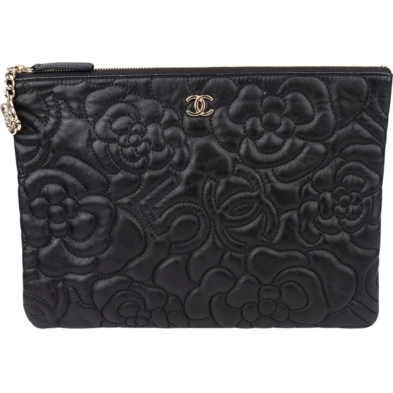 Chanel Tote Chanel Quilted Coco Mark 5 Leather Clutch schwarz
