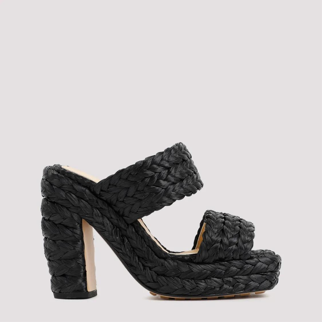 Thumbnail - Bottega Veneta Sandalen - Black Raffia Sandals - Gr. 37,5 (EU) - in Schwarz - für Damen