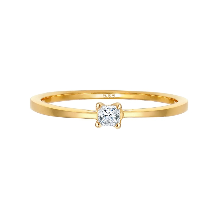 Elli Diamantring Ring Prinzessschliff Diamant (0.1 ct) 585 Gelbgold gold(Image 2)