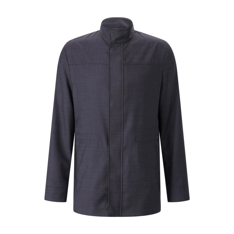 Canali Übergangsjacke Jacke aus Wolle blau