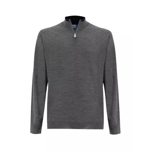 Fedeli Grey Knit Slim-Fit Sweater Grey 