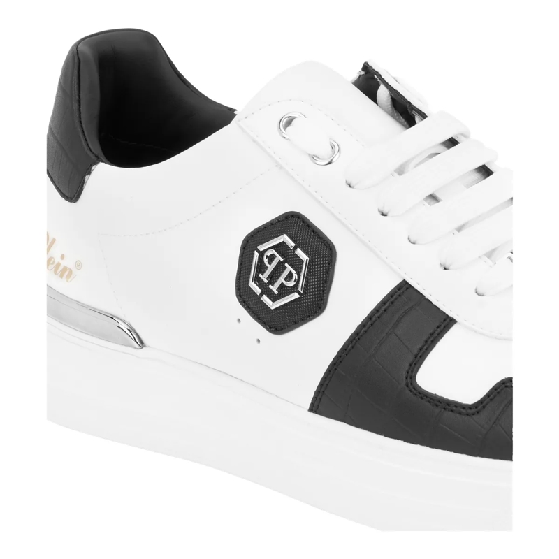 Philipp Plein Low-Top-Sneaker Lo-Top Turnschuhe Cocco Crocco Geprägt weiss(Image 5)