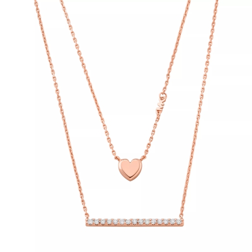Michael Kors 14K Gold-Plated Sterling Silver Double Layer Heart Rose Gold Collana media