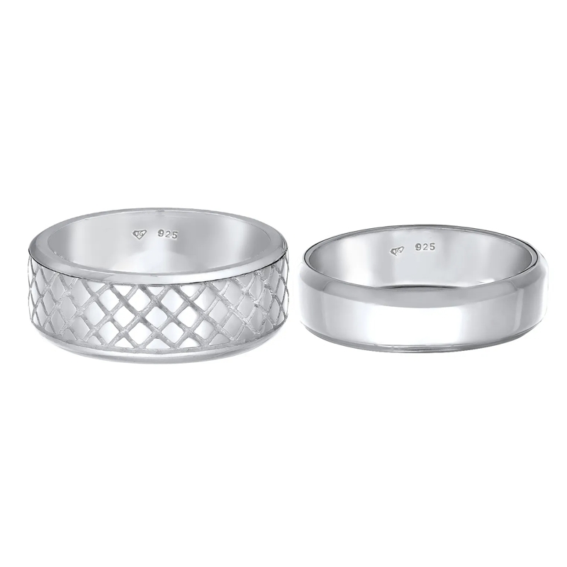 Kuzzoi Ring Ring Herren Bandring Basic 2er Set 925 Silber schwarz(Image 7)