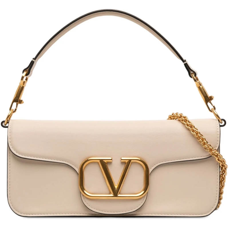 Valentino Garavani Schultertasche Calfskin VLogo Loco Satchel weiß