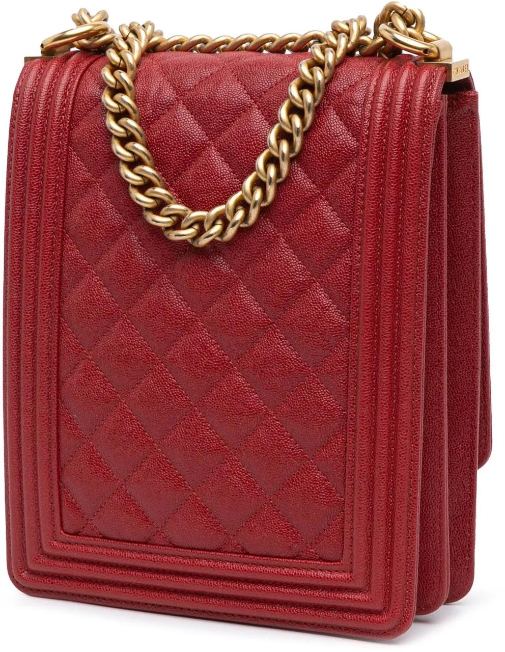 Thumbnail - Chanel Hobo Bags - 2019 Quilted Caviar North South Boy Flap - Gr. unisize - in Rot - für Damen