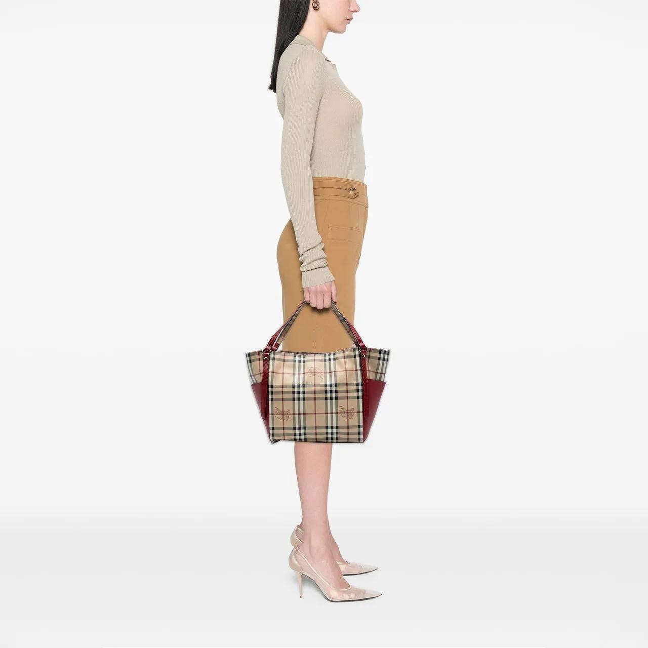 Thumbnail - Burberry Shopper - Small Leather Trimmed Haymarket Check Coated Canva - Gr. unisize - in Braun - für Damen