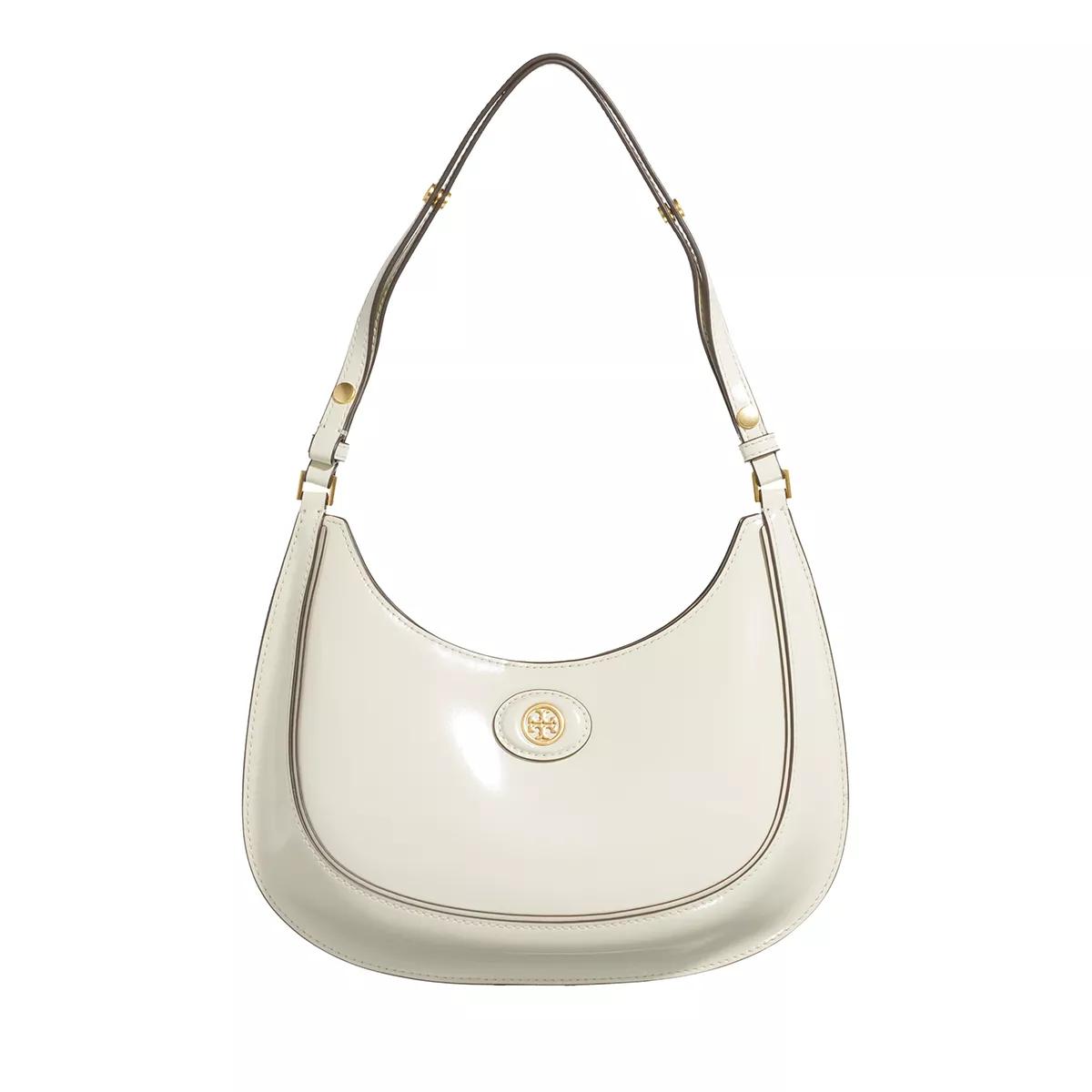 Tory Burch Hobo Bag - Robinson Spazzolato Convertible Crescent Bag - Gr. unisize - in Creme - für Damen