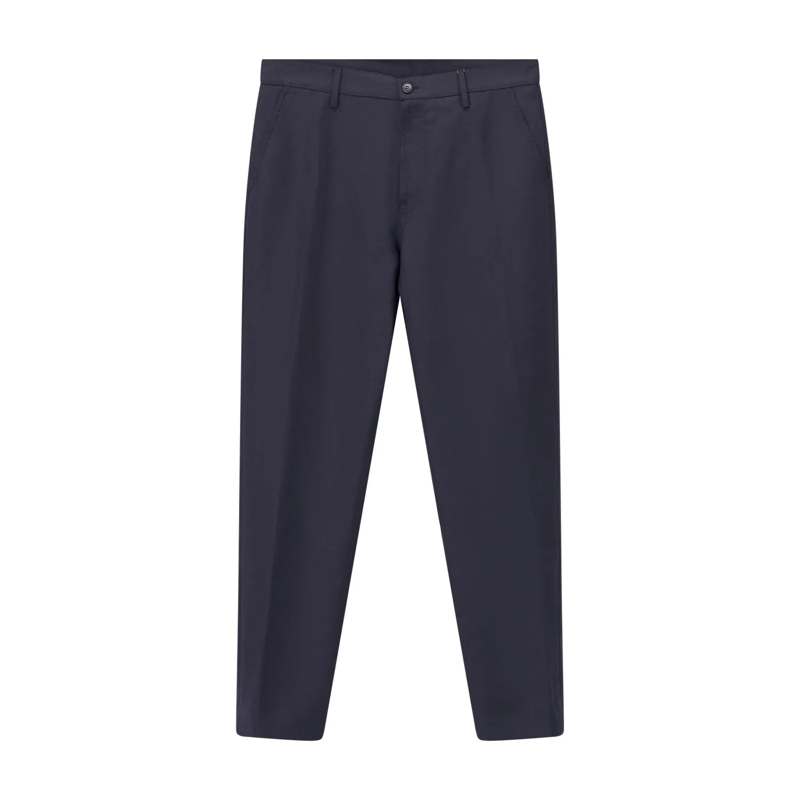 Canali Freizeithose Regular-Fit Hose aus Wolle und Leinen dunkelblau(Image 6)