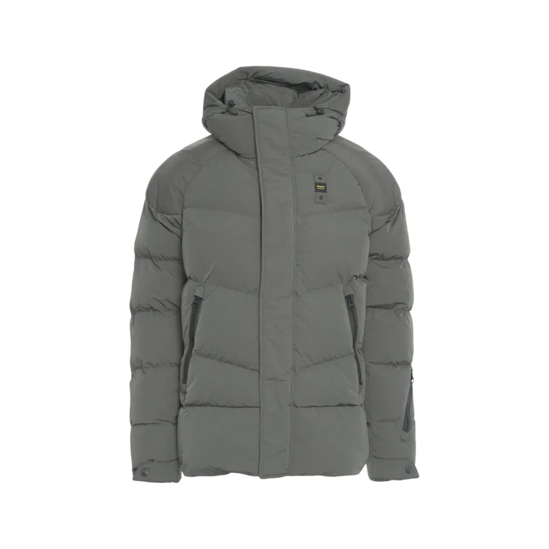 Blauer Daunenjacke Padded Grey Quilted Down Jacket With Fixed Hood An Grey