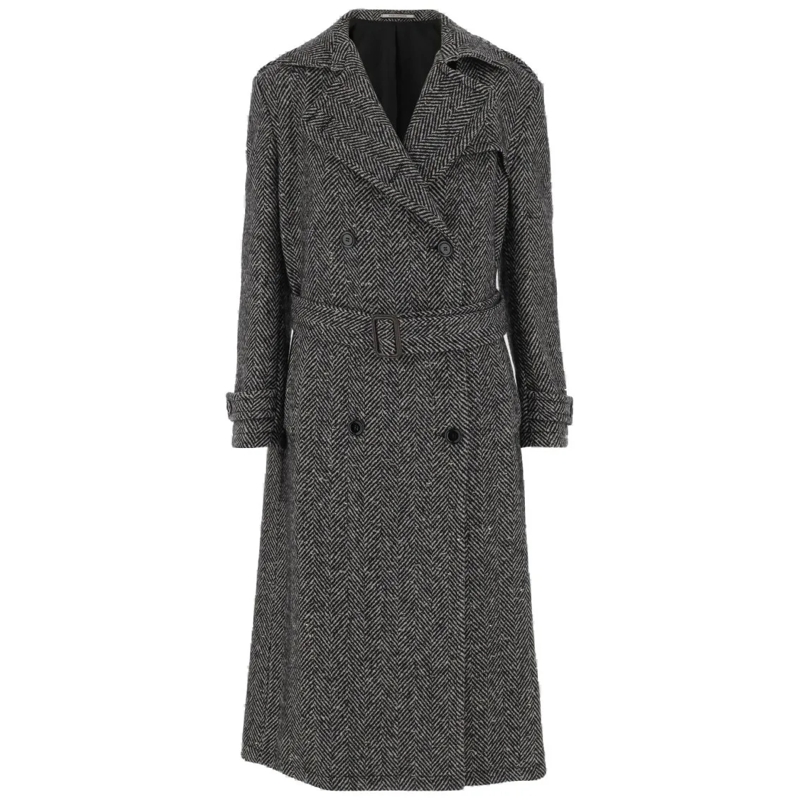 Tagliatore Manteau de transition Wool Blend Double-Breasted Coat Grey