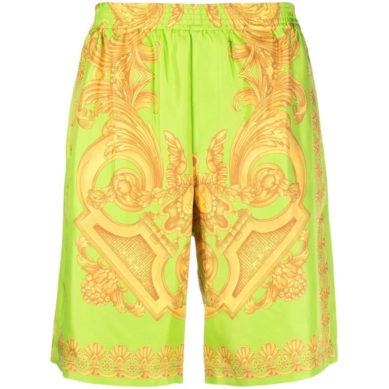 Versace Casual Shorts Knee-Length Silk Shorts Green