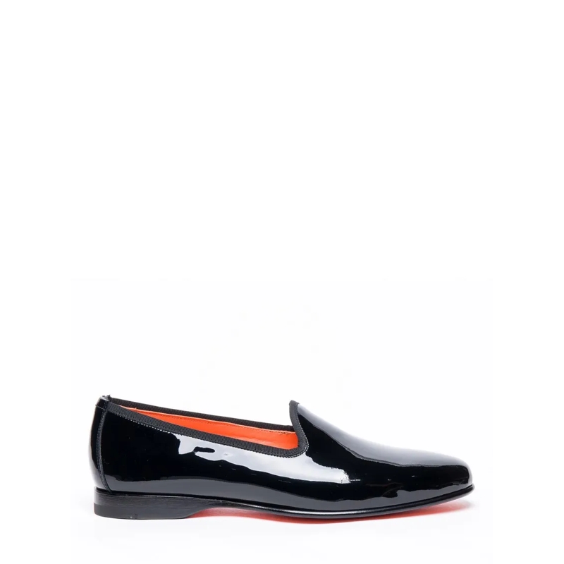 Santoni Loafer Glossy Black Patent Leather Loafers Black