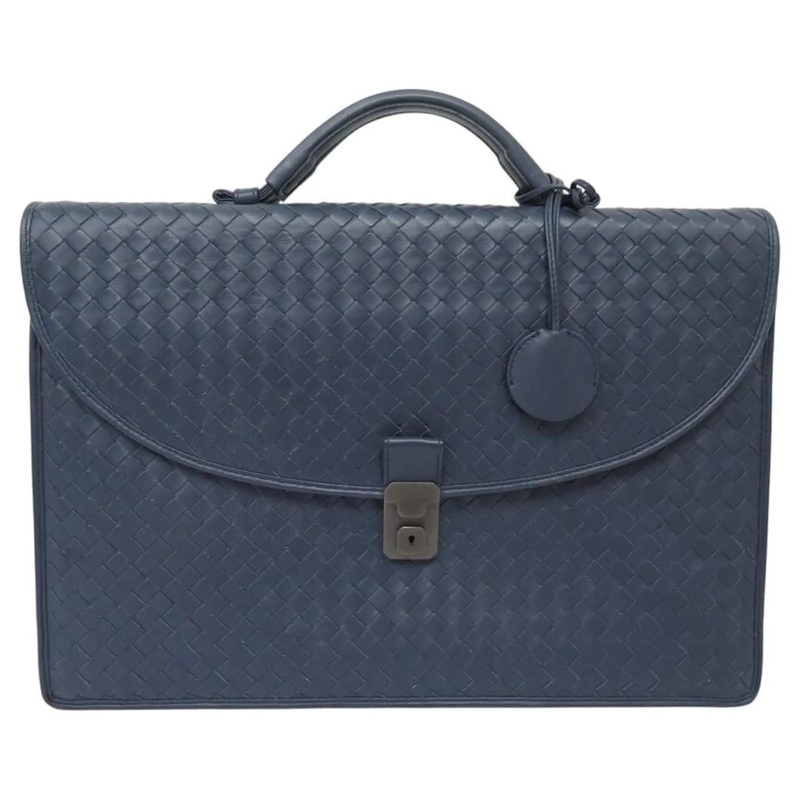 Bottega Veneta Saddle Bag Bottega Veneta Intrecciato Leder Aktentasche hellblau