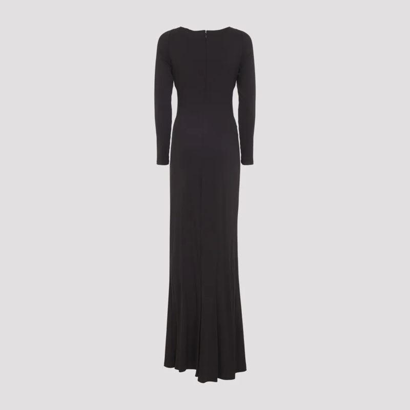 Elisabetta Franchi Avondjurk Fitted Floor-Length Dress With Draping Black
