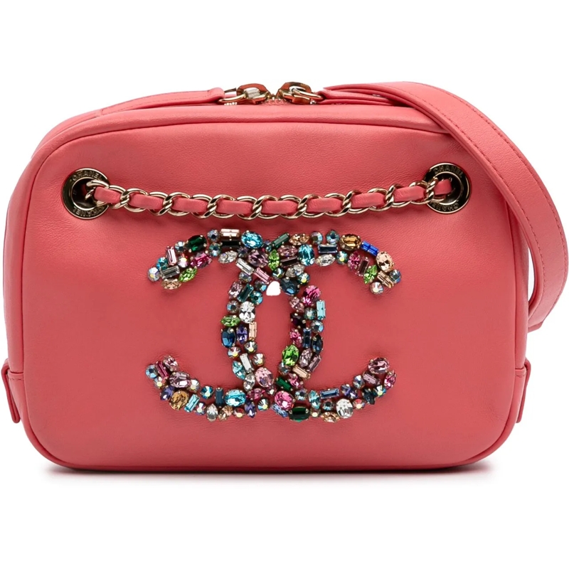 Chanel Sac à bandoulière Lambskin Giant Crystal CC Camera Bag rose