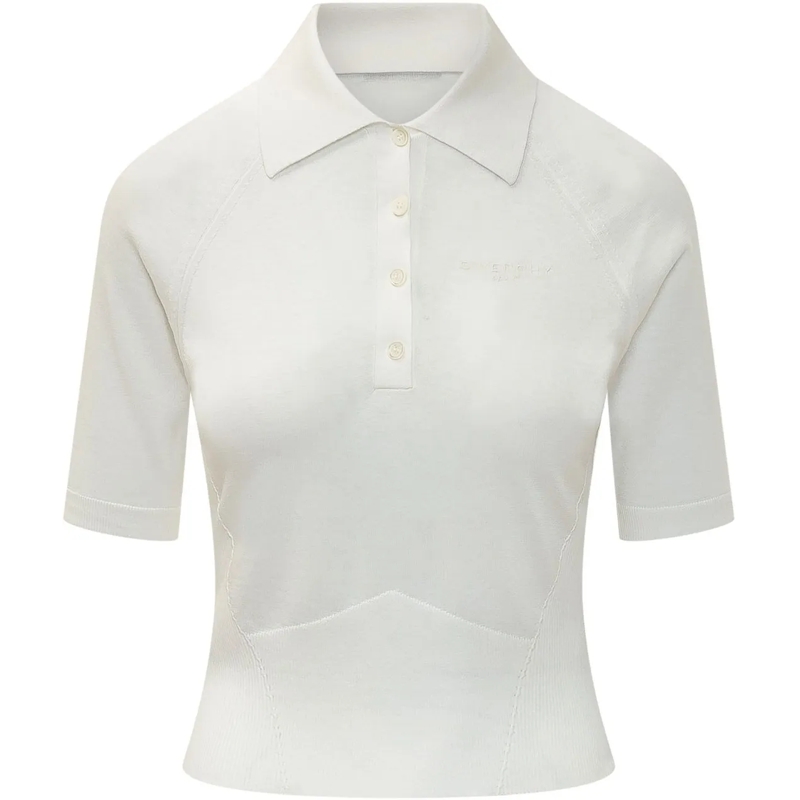 Givenchy Polo Polo Cropped a Maniche Corte weiß