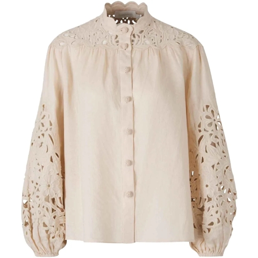 Zimmermann Blusen Floral Linen Blouse beige