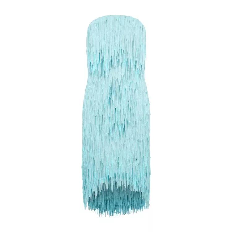 Bottega Veneta - Celadon Fringed Midi Dress - Größe 40 - blue