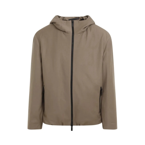 Giorgio Armani Shitake Brown Virgin Wool Blouson Brown Overgangsjas