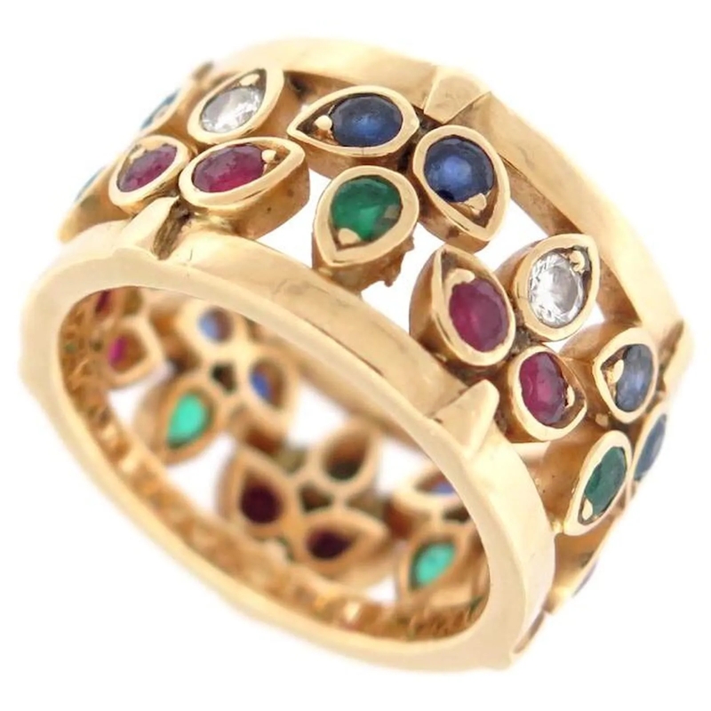 Cartier Ring CARTIER RIVIERE RING 54 AUS 18K GELB-GOLD MIT EMER gold