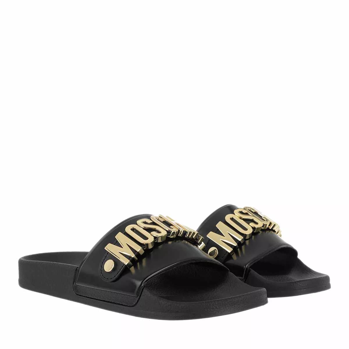 Black and discount gold moschino slides