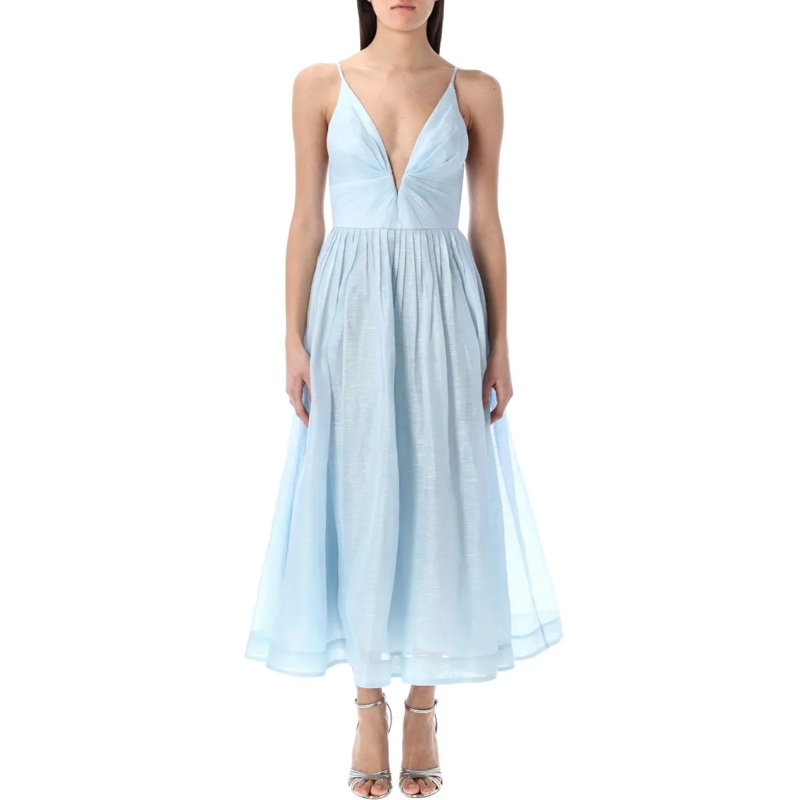 Zimmermann Midikleid Illuminate V-Neck Midi Dress Blue