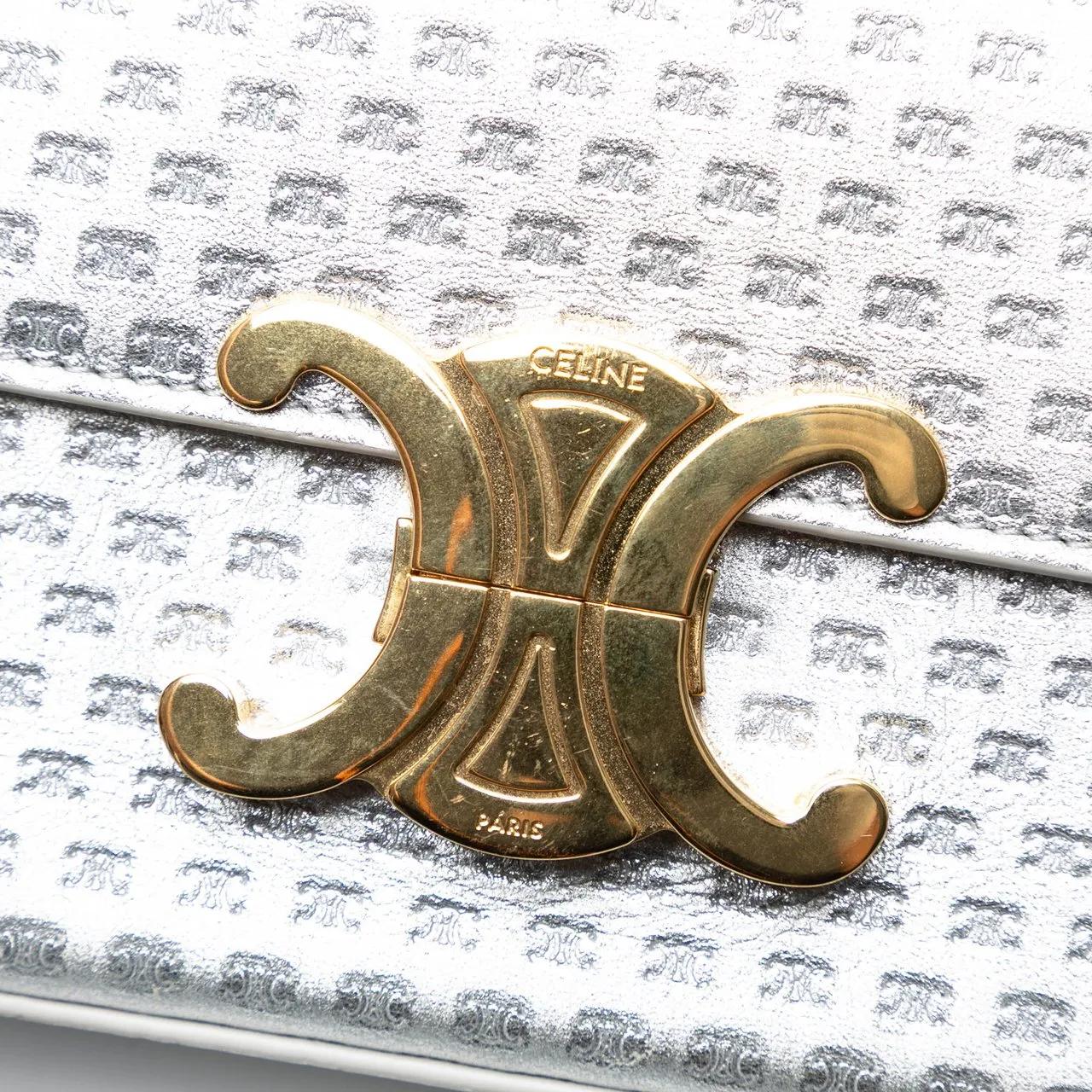 Thumbnail - Celine Hobo Bags - Triomphe All Over Laminated Calfskin Claude Should - Gr. unisize - in Silber - für Damen