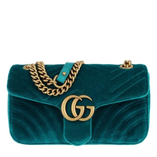 Gucci GG Marmont Shoulder Bag Velvet Petrol Crossbody Bag