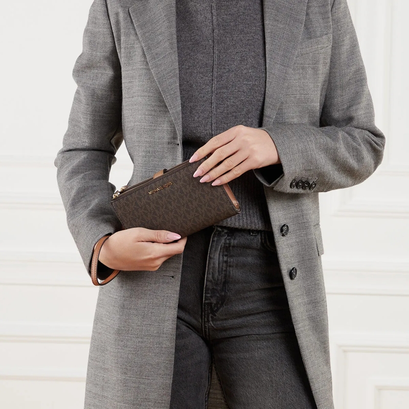 MICHAEL Michael Kors Portefeuille à deux volets Dblzp Wristlet Brown(Image 2)