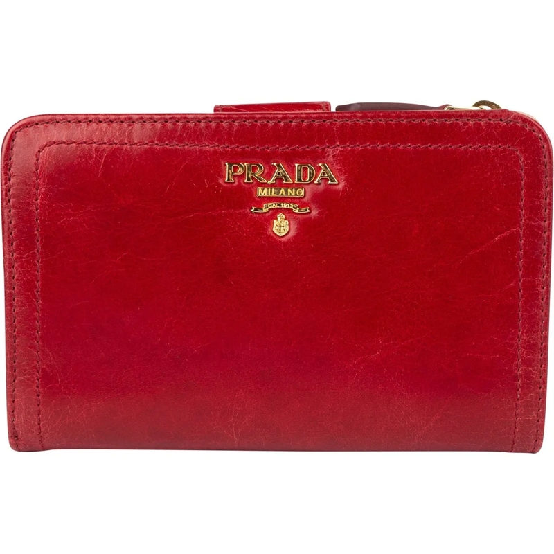 Prada Geldbörse Prada Red Leather Clip Wallet rot
