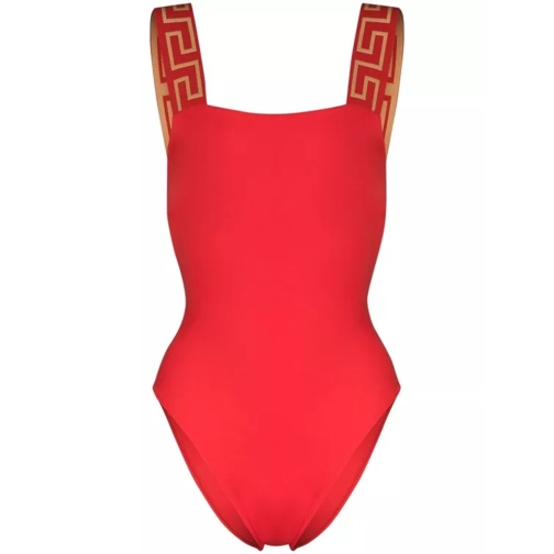 Versace Red La Greca Bathing Suit Red 
