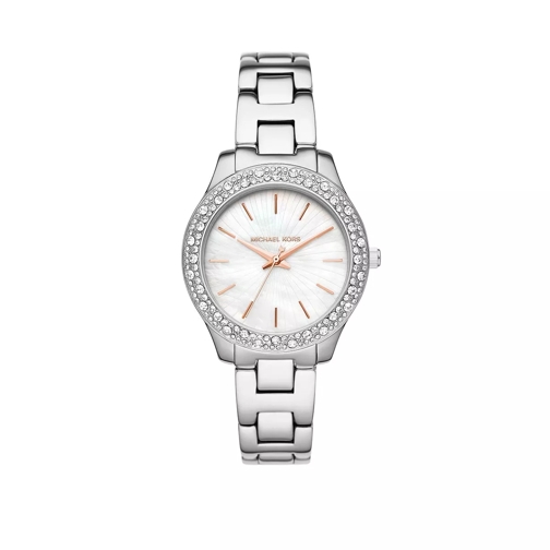 Michael Kors Liliane Three-Hand Stainless Steel Watch Silver Orologio da abito
