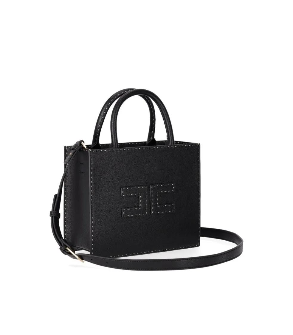 Elisabetta Franchi Totes & shoppers Black Small Pebbled Leather Effect Handbag in zwart