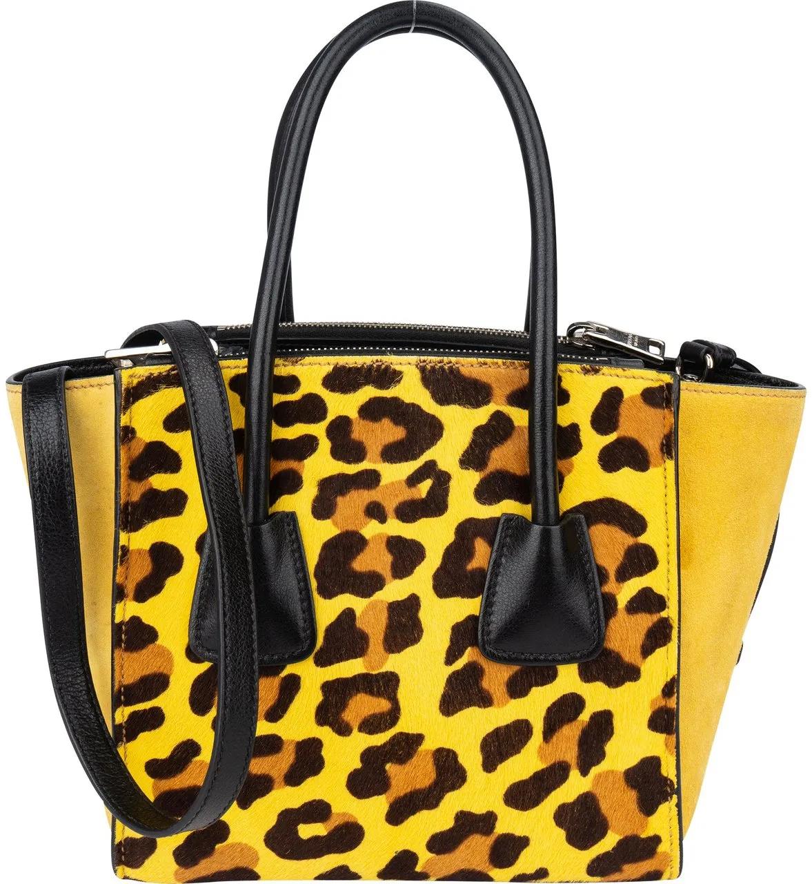 Thumbnail - Prada Crossbody Bags - Prada Leopard Print Satchel Handbag - Gr. unisize - in Gelb - für Damen