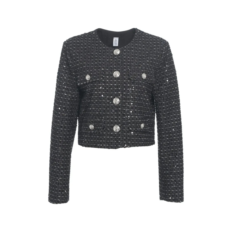 LIU JO Overgangsjas Short Jacket With Sequin Application Black