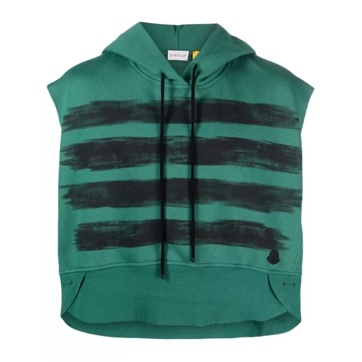 Moncler Green Printed Sleeveless Hoodie Green