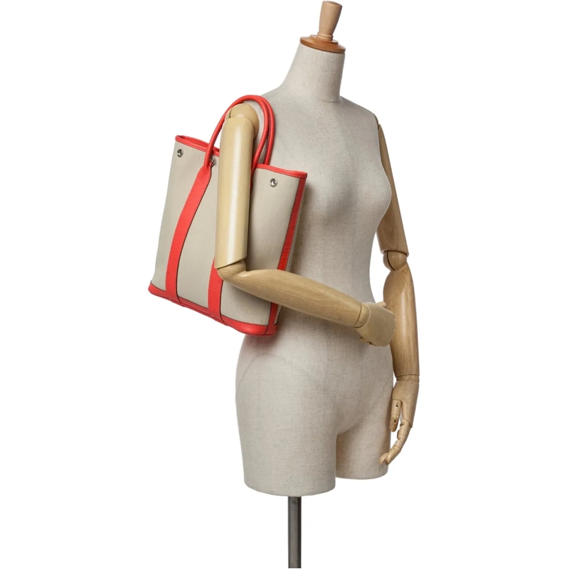 Hermès Schultertasche Toile and Negonda Garden File 28 braun