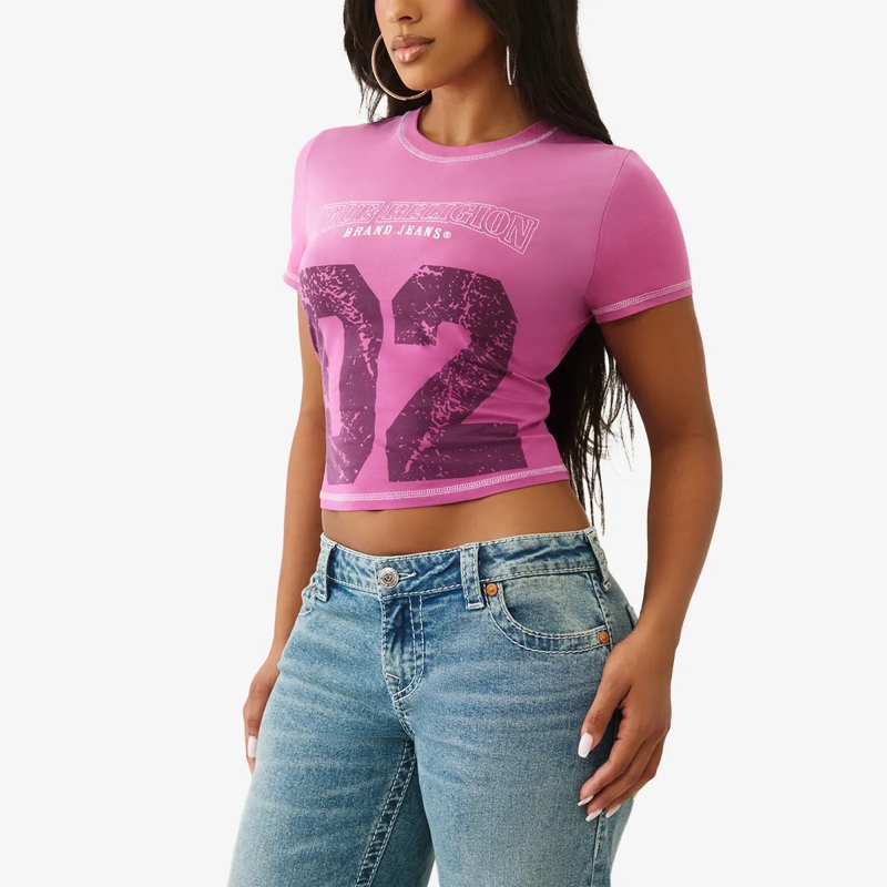 True Religion T-Shirt T-Shirt Cropped fuschsia(Image 3)
