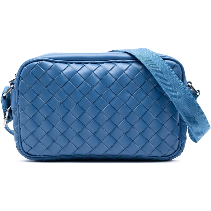 Bottega Veneta Sac à bandoulière Small Nappa Intrecciato Camera Bag blau