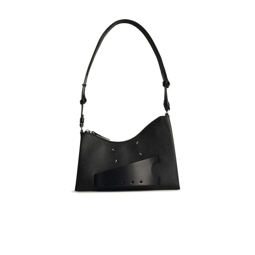 Maison Margiela Hobo' Black Embossed Leather Bag Black Schultertasche