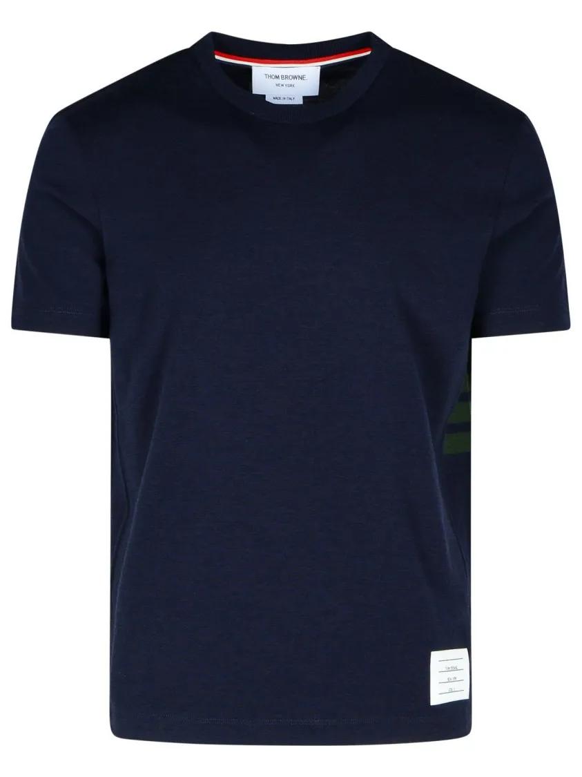 Thom Browne - 4 Bar%27 Navy Wool T-Shirt - Größe 4 - blau