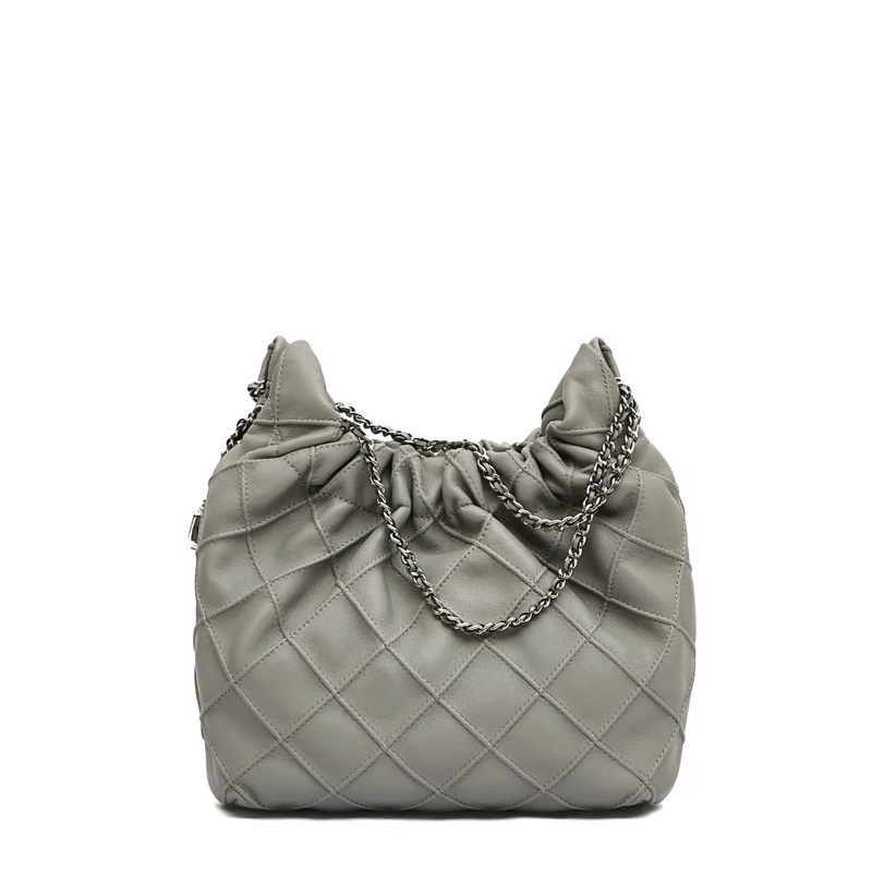 Tory Burch Crossbody Bag Mini Hobo Grey Leather Bag Grey