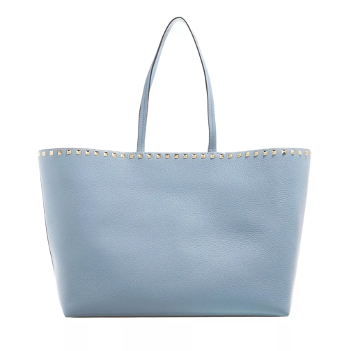 Valentino Garavani Rockstud Studded Shopping Bag Leather Niagara Blue Shoppingväska