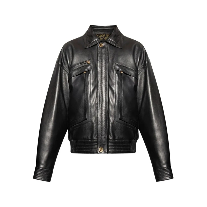 Versace Lederjacke Plongé Nappa Leather Jacket Black