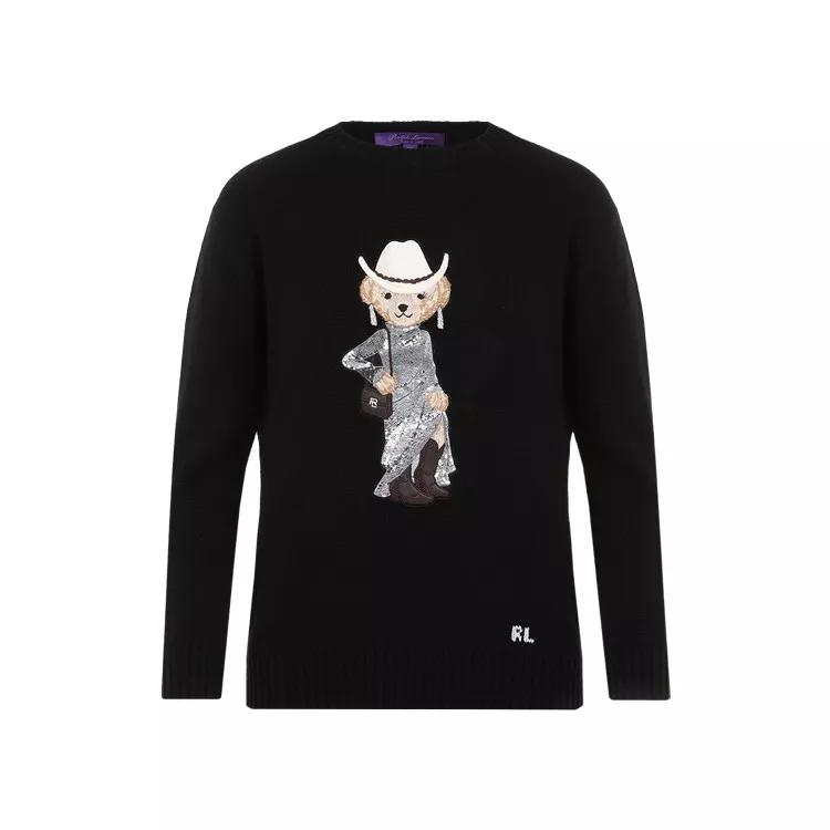 Polo Ralph Lauren - Western Bear Black Cashmere Sweater - Größe XS - black