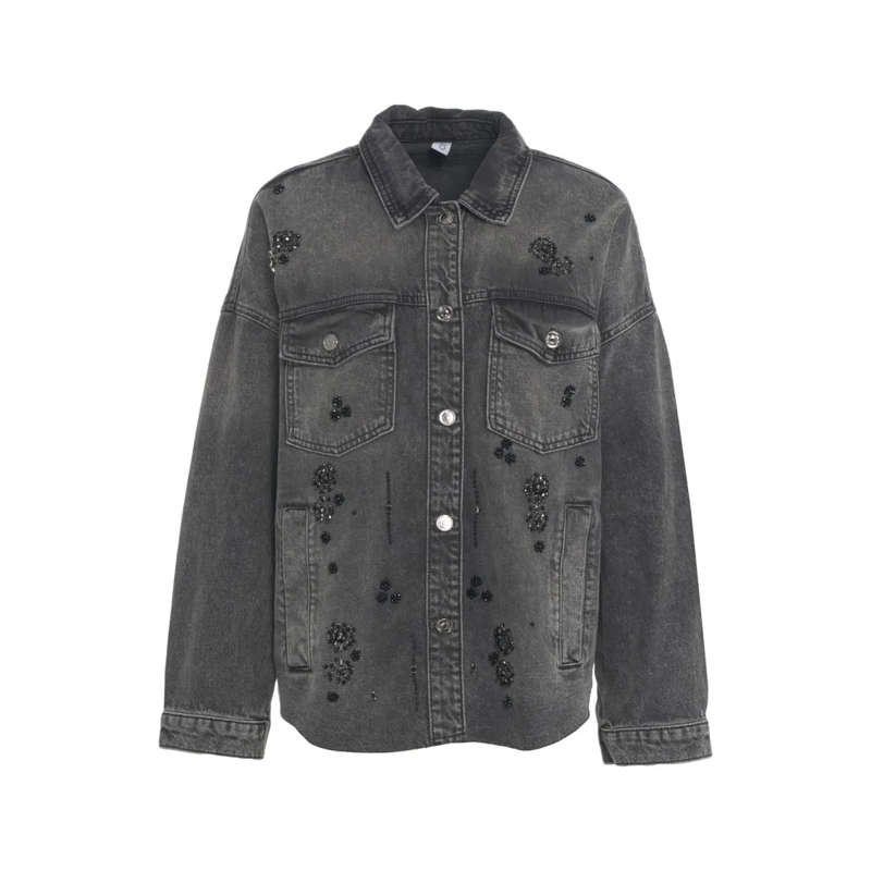 LIU JO Spijkerjasje Denim Jacket With Rhinestones Black