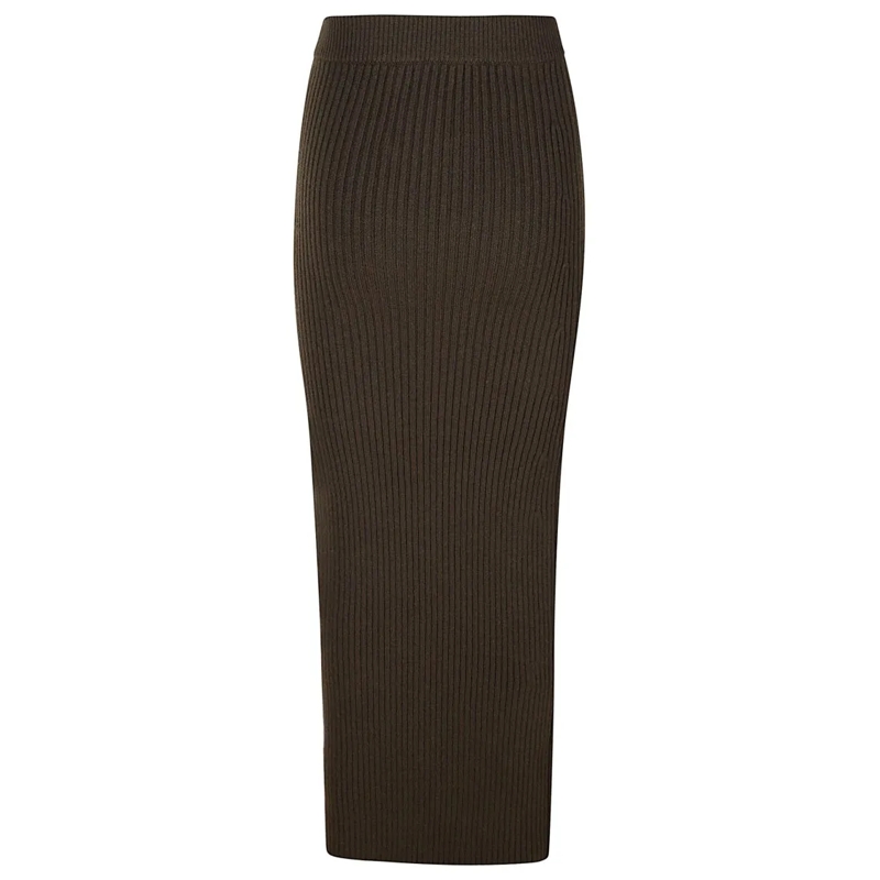 Max Mara Jupe midi Ribbed Knit Midi Skirt With Fitted Silhouette Black